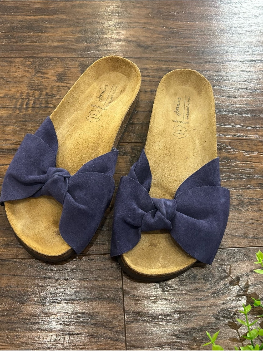JOULES Women’s Bayside Slip On suede leather Sliders Sandals EU 38 French Navy